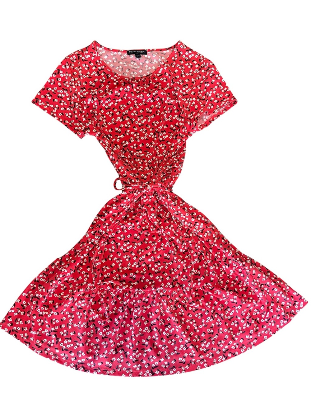Banana Republic Red Floral Dress, Great Condition, Flattering, Doesn’t Wrinkle